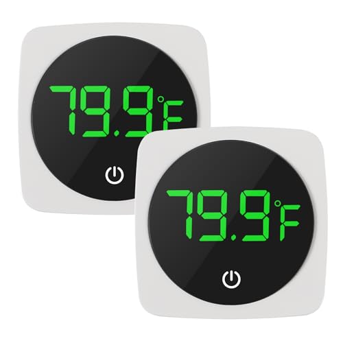 2 PCS Digital Aquarium Thermometer Fish Tank Thermometer with LED Touch Screen Stick-on Fish Tank Thermometer Fahrenheit Tank Temperature Measurement for Fish, Axolotl, Turtle, Square 2PCS - color: Square-White 2PCS