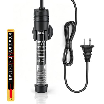 Orlushy Submersible Aquarium Heater, Adjustable Fish Tahk Heater with Free Thermometer Suitable for Marine Saltwater and Freshwater - size: R25