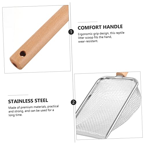 Metal Cat Litter Scoop Wooden Handle for Easy Cleaning of Reptile Waste for Tortoises Lizards and Pets Construction