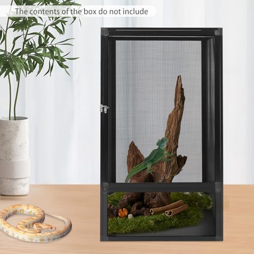 Aluminum Alloy Reptile Terrarium Escape, Lock Design Portable Reptile Cage | 17.72"×17.72"×31.50" Portable Reptile Habitat, Indoor & Outdoor Use, 44.09lbs Capacity