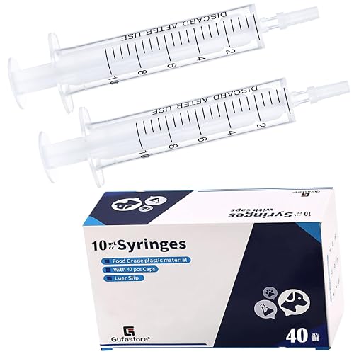 40pcs 10ml/cc Plastic Syringes with Caps for Industry Lab Pet Feeding - size: 10ml/cc