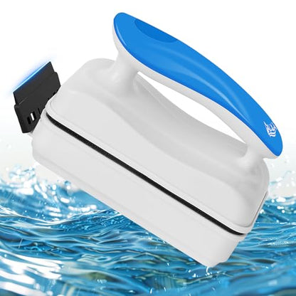 AQQA Aquarium Magnet Glass Cleaner,Dolphin Series-Fish Tank Algae Scraper Brush Cleaner for Glass or Acrylic,2 Detachable Blades Floating Cleaning Tool for 1/8"-1/4" Thickness - size: S 1/8"-1/4" Thickness
