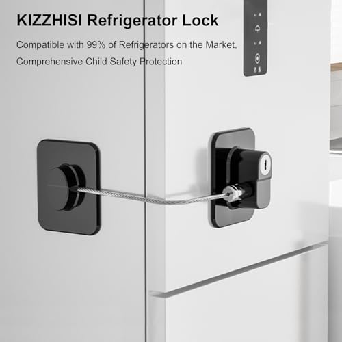 Refrigerator Lock with Keys 4 Pack, Fridge Locks for Kids | Child Proof Cabinet Locks, Freezer Lock, for Refrigerators, Drawers, Closets, Windows, 3M Adhesive, No Drilling, Black - color: Black 4pcs