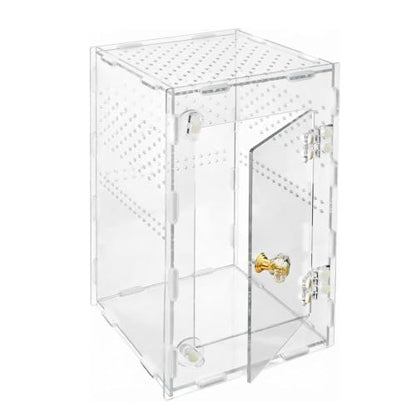 Jumping Spider Enclosure, Acrylic Terrarium for Tarantula & Reptiles, Front Opening Door Habitat for Spiders, Mantis, Frogs & Lizards (10x6x6 Inch)