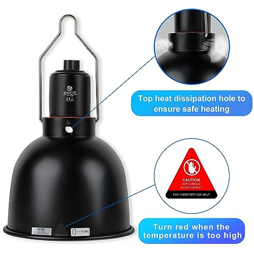 Reptile Light Fixture, 5.5 inch Optical Reflection Shallow Dome Heat Lamp Fixture, UVB Heat Basking Lamp Fixture for Amphibian Reptile Terrariums - size: 5.5in Shallow Dome
