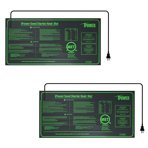 iPower 10" x 20" Waterproof Durable Seedling Heat Mat Warm Hydroponic Plant for Indoor Gardening Germination Starting, 2 Pack - size: 10" x 20"(x2), style: Heat Mat