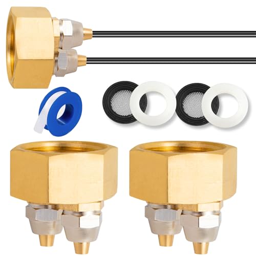 2 Pack Garden Hose Adapter, Solid Brass Standard 3/4" Female Thread to 1/4" Dual Tube Adapter for Water Hose,Convert 3/4" Garden Hose to 1/4" Tube - size: 2 Sets 3/4" to Dual 1/4" Adapter