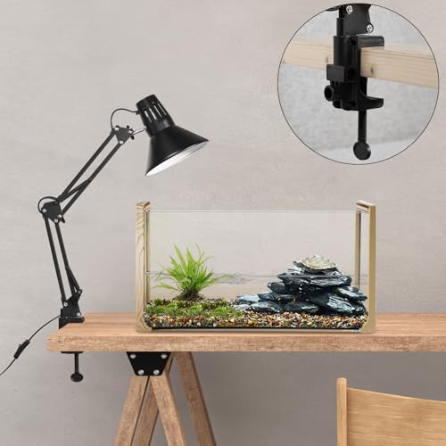 Reptile Heat lamp Reptile Light Fixture with Heat Lamp Stand | Height Range from 15.7inch to 74.3inch with 360°Adjustable Swing Arm for Bearded Dragon Turtles Snake and Chicks - size: 15.7-74.3 inches (with Lampshade)