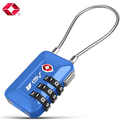 TSA Accepted Luggage Travel Lock, Set-Your-Own Combination Lock for School Gym Locker, Luggage Suitcase Baggage Locks, Filing Cabinets, Toolbox, Case (Blue, 1 Pack) - color: Blue 1-Pack