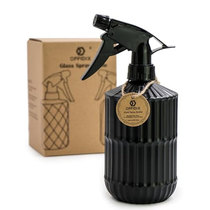 Glass Spray Bottle, Pressure Watering Can, Indoor Plant Mister, Adjustable Nozzle Watering Glass 0.45L/15.22oz Spray Bottle for Garden Plants Cleaning Solutions (Black) - color: Black