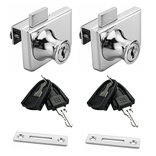 XIEHE 2PCS Zinc Alloy Glass Door Lock - Double Glass Door Locker with 2 Floating Keys