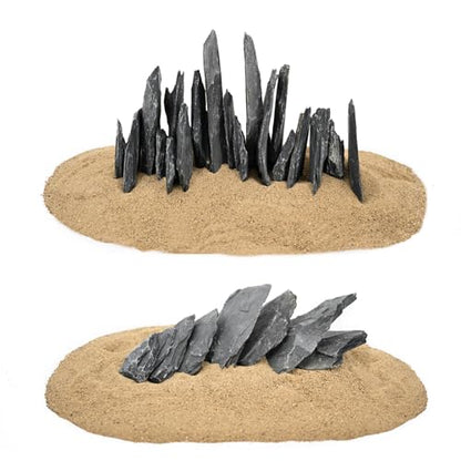 Fish Tank Rock Natural Slate Rocks 2 to 8 inch Aquariums Stone for Aquascaping,Terrariums, Reptile Enclosures,Paludariums,and Gardens-20lb - size: 20lb（2-8'')