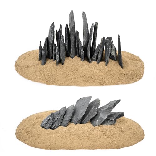 Fish Tank Rock Natural Slate Rocks 2 to 8 inch Aquariums Stone for Aquascaping,Terrariums, Reptile Enclosures,Paludariums,and Gardens-20lb - size: 20lb（2-8'')