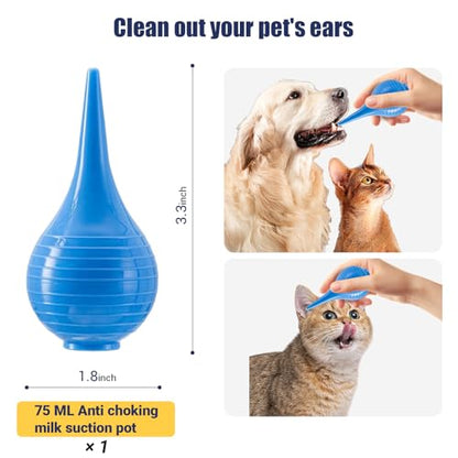 REDDOUDOU Newborn Puppy Kitten Small Animal Sterile Mucus Extractor Suction Catheter, Animal Kid Puppy Kitten Tube Feeding Kit 8 FR Red Feeding Tubes with 20ml Syringes and Bulb Aspirator