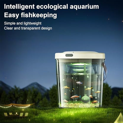 Travel Fish Tank with Light Quiet Clear Oxygen Circulation Aquarium | 2000mAh Fish Container for Bait Fishing Kids Indoor Outdoor Sensory Play Reptile