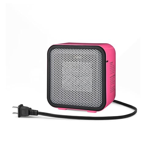 Amazon Basics Ceramic Space Heater, Portable Mini Heater for Office Desk, Indoor Use, 500W, With Tip-Over Protection, Lightweight 1.4 lbs, Pink, 5.9 x 3.2 x 6 inches - color: Pink