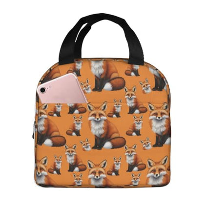 Adult Snow Foxs Print Insulated Lunch Tote Reusable | Snow Foxs, Polyester Thermal Insulation Tote, Zipper Closure for Travel, Gym & Picnic - color: Pattern (848)