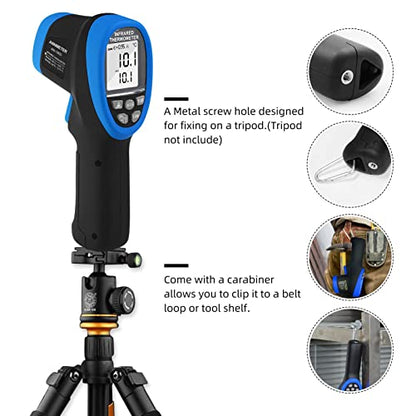 AIOMEST AI-1800 Digital Pyrometer DS 50:1, Touchless Infrared Thermometer Gun for High Temperature Non Contact Measuring -58~3,272℉,Handheld IR Laser Gauge for HVAC Kiln Cooking (NOT for Human Temp)
