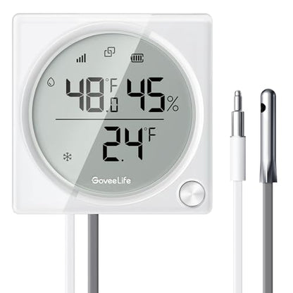 GoveeLife 2.0 WiFi Refrigerator Thermometer Dual Probes with LCD, 1-Pack | Digital freezer monitor with 1804ft range, LCD display, app alerts & anti-false alarm, magnetic/hanging for kitchen/farming - style: 1 Sensor-Pro
