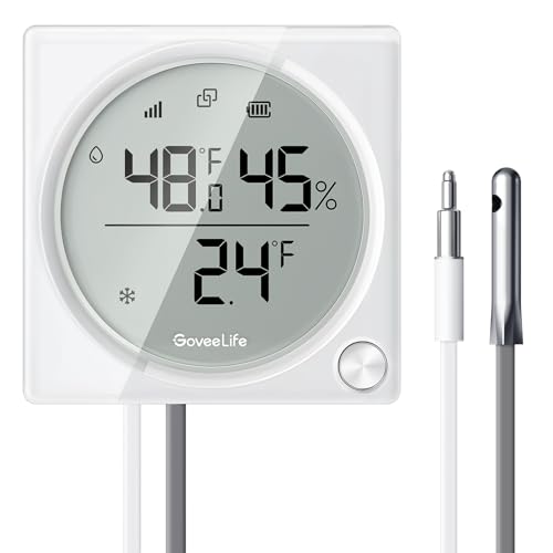 GoveeLife 2.0 WiFi Refrigerator Thermometer Dual Probes with LCD, 1-Pack | Digital freezer monitor with 1804ft range, LCD display, app alerts & anti-false alarm, magnetic/hanging for kitchen/farming - style: 1 Sensor-Pro
