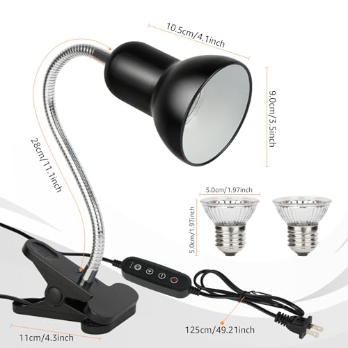 Reptile Heat Lamps, UVA/UVB Turtle Heat Lamp,Turtle Aquarium Light Bulbs, Heating Lamps with Cycle Timer, 360° Rotatable Heat Lamp for Lizard Turtle Snake Aquarium Aquatic Plants,2 Heat Bulbs 110V - color: Timed-99%uva+3%uvb Reptile Lamp+2bulb