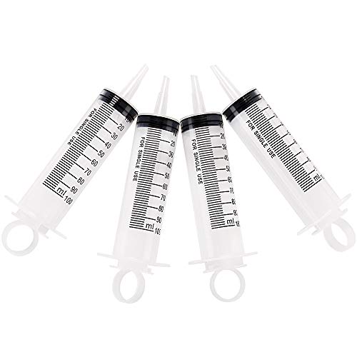 100ml Syringes with Caps (Pack of 4) for Industrial & Scientific - size: 100ml-4pcs