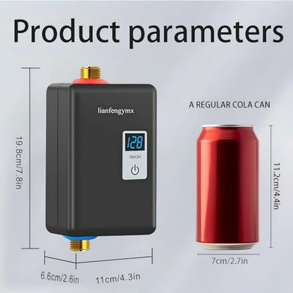 3000W Tankless Water Heater 110V, Electric Instant Hot Water Heater Under Sink, Vertical Mount Only with 304 Stainless Steel Fittings - color: Black