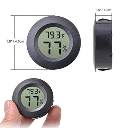 2-Pack Mini Hygrometer Thermometer Meter Digital LCD Indoor Room Monitor | 3D Printers Round Humidity Temperature Gauge for Guitar Case Greenhouse Reptile Incubator (Fahrenheit or Celsius Display)