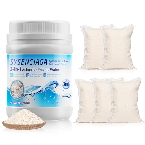 Aquarium Filter Resin Media, 500g with Mesh Bag for Clearer Water | 500g resin media helps reduce tannin discoloration, yellow water, cloudiness, and odors in fresh or saltwater tanks