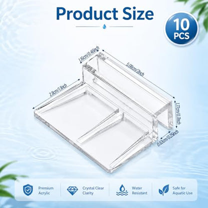 10 Pack Aquarium Lid Clips 6.3mm Aquarium Cover Bracket Rimless Fish Tank Glass Cover top Support Acrylic and Glass Aquariums top Clips Aquariums Hood Holder Plastic Fish Tank Covers