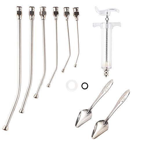 20ML Baby Bird Feeding Syringe Set with 6 Tubes and 2 Spoon | Feeding Tubes for Birds Parrot,Hand Baby Bird Feeder,Curved Gavage Tubes,Stainless Steel Metal Feeding Spoon - size: 20ML