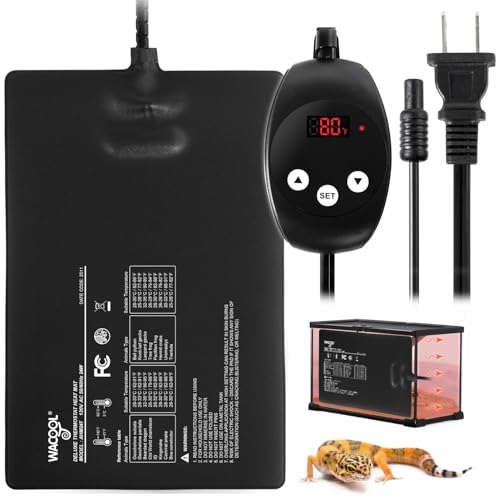 WACOOL TERRA 8" X 12" Reptile Heat Pad 24W Fast Heating Pad Terrarium Heating Mat Waterproof for Turtle, Lizard, Frogs, Snake, Hermit Crab - size: 8" X 12"