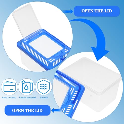 Alipis Small Fish Tank: Clear Plastic Aquarium with Lid & Handle - Portable Reptile Carrier for Turtles, Snakes, Fish Home Transport and Storage 5. 27x3. 66x3. 62 Inch