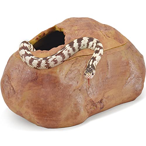 Antidious Snake Hide Cave for Gecko Shedding, Rock Look Hideout, Reptiles Egg-Laying Shelters, Suitable for Snakes Such as Corn Snake or Gecko, M Size - size: Medium