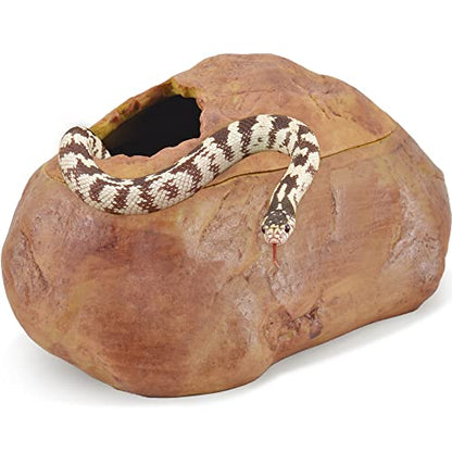 Antidious Snake Hide Cave for Gecko Shedding, Rock Look Hideout, Reptiles Egg-Laying Shelters, Suitable for Snakes Such as Corn Snake or Gecko, M Size - size: Medium