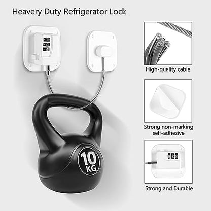Refrigerator Lock, Heavy Duty Fridge Lock, Combination Lock for Refrigerator Cabinets, Drawers, Safety, Easy Install No Keys Needed (White-3Pack) - color: White-3Pack