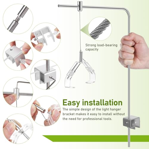 Kisangel 2pcs Aquarium Light Riser, Adjustable Height Aquarium Light Holder Stand Hanging Kit, Aluminum Alloy Support Bracket for Fish Tank Lamp