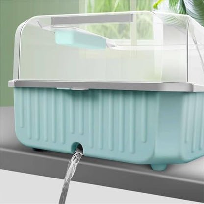 Reptile Tank Turtle Feeding Tank for Household use, Divided into Zones and Dual-use Easy Assembly(White)