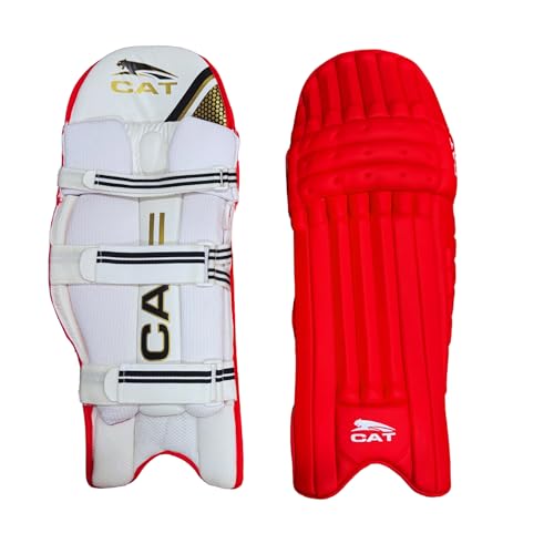 Titan Sports Professional Cricket Leg Guards for Adults Red/White | Lightweight, Match-Ready Pads | Right/Left Handed Options - color: Red White
