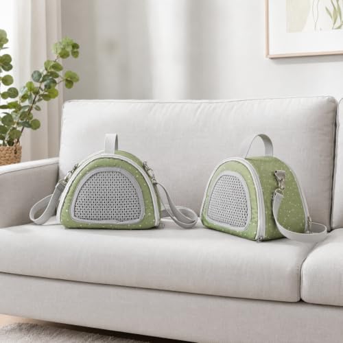 SHINEOFI 2Pcs Small Animal Carrier Bag, Breathable Mesh Crossbody Pet Travel Pouch, Portable Outdoor Carrier for Hamster, Guinea Pig, Hedgehog, Lizard