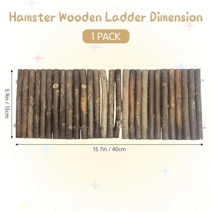 Hamiledyi Natural Wood Hamster Bridge, Bendable Climbing Ladder Small Animal Cage Accessories for Dwarf Hamster, Gerbils, Mice, Sugar Glider (15.7×5.9 in) - size: 15.7" × 5.9" (1 pcs)