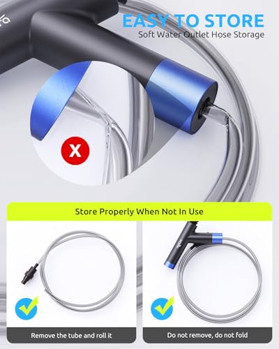 SEAOURA Gravel Vacuum for Aquarium Siphon, Fish Tank Vacuum Cleaning Kit | Manual Water Changer with Air Push Button, Aquariums Sand Suction Set, for Goldfish Betta Poop Sucker Manure Wash Sand - color: Silver gray + Navy blue