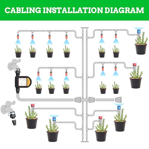 Automatic Drip Irrigation System Kit - 226FT with LCD Timer, 3 Sprayer Types Automatic Garden Watering System, 1/2 Inch Hose 1/4 Inch Distribution Tubing Garden Watering Solution for Outdoor Plants