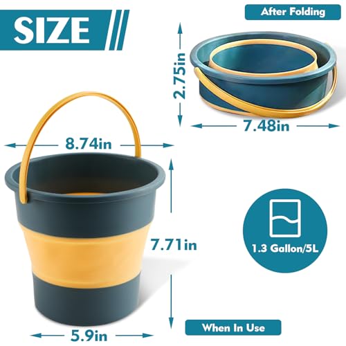 Collapsible Bucket 3PCS 1.3 Gallon/5L Small Plastic Household Cleaning Mop Buckets Foldable Water Bucket for Car Wash Fishing Camping Beach (3PCS) - color: 3pcs