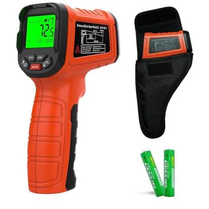 Infrared Thermometer Gun -58°F to 2732°F, 50:1 Non-Contact Laser Temperature Gun for Cooking, Pizza Oven, Reptile, Griddle, Digital Heat Gun for HVAC and Industrial Use - color: Orange/-58°F to 2732°F-holster