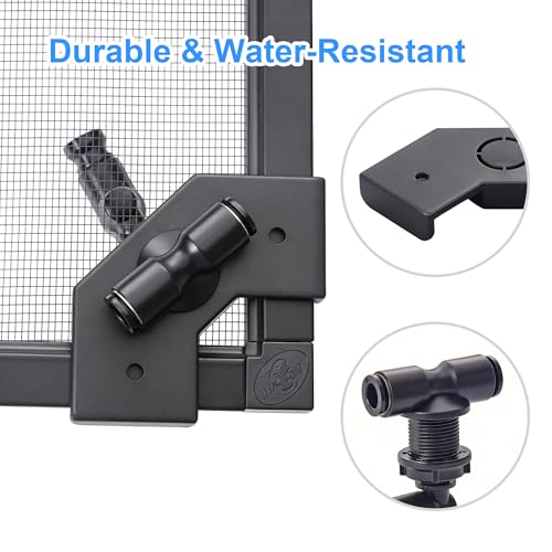 Reptile Mister Connector with 1/4" Fine Mist Nozzles – Stable Fogger System for Terrarium, Vivarium, Paludarium, Amphibians, Plants – Easy Installation on Screens - size: Misting connector with Nozzle