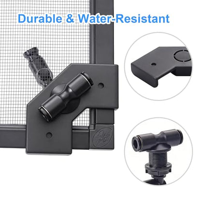 Reptile Mister Connector with 1/4" Fine Mist Nozzles – Stable Fogger System for Terrarium, Vivarium, Paludarium, Amphibians, Plants – Easy Installation on Screens - size: Misting connector with Nozzle
