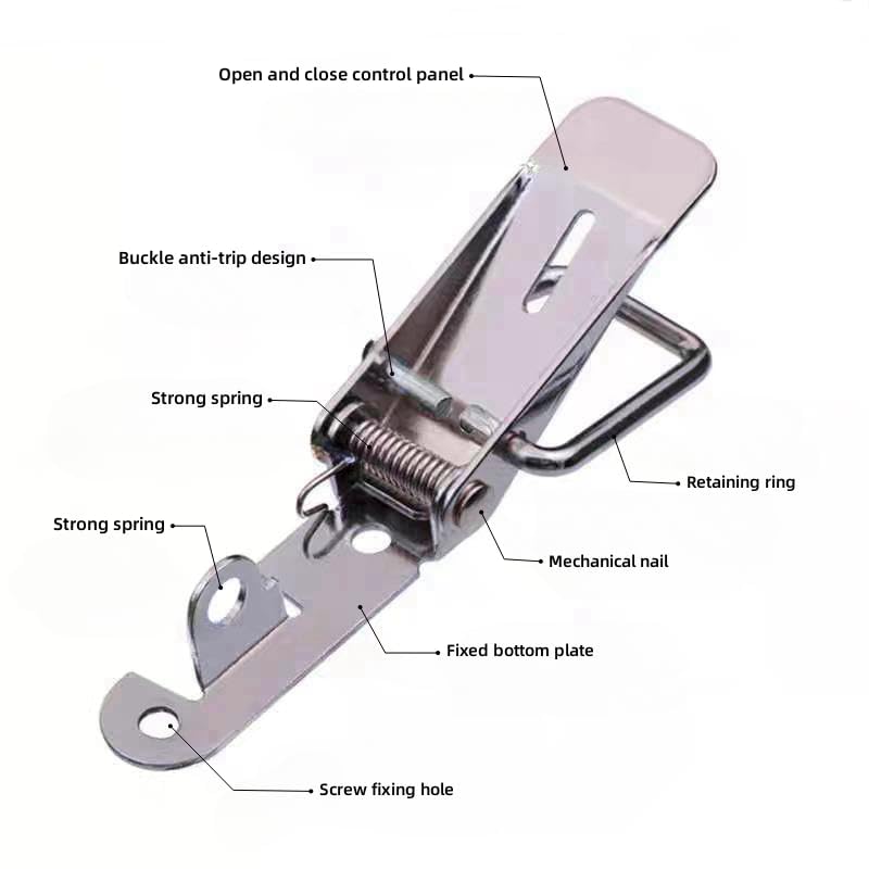Latch 90 Degree Stainless Steel Spring Loaded Toggle Latch, Silver Catch Hasp Clamp Clip Lock with for Cabinet, Wooden Case, Box (70mm - 4 Pack)