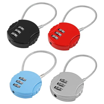 Litoexpe 4 Pcs Combination Cable Lock 4 Colors | 3-Digit Code, Waterproof Steel Cable, 13.5cm Length, for Backpacks and Luggage - color: 4 Colors