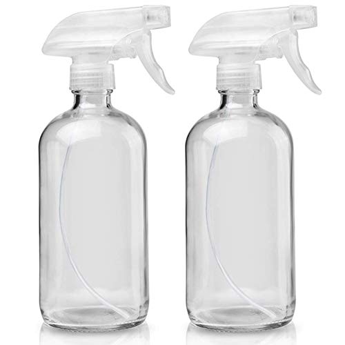 Glass Spray Bottles Empty 16oz Boston Round Bottle Refillable Container for Essential Oils with Funnel Lables Cleaning Products Aromatherapy Lotions Liquid Soaps (WhiteWhite) - color: A-Clear